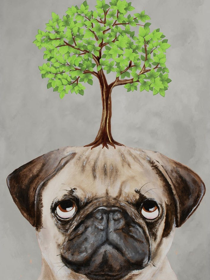 Pug With Tree