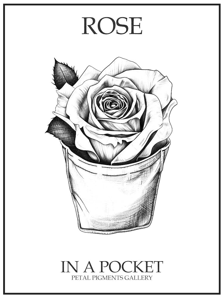 Rose In A Pocket Line Drawing 3 Poster