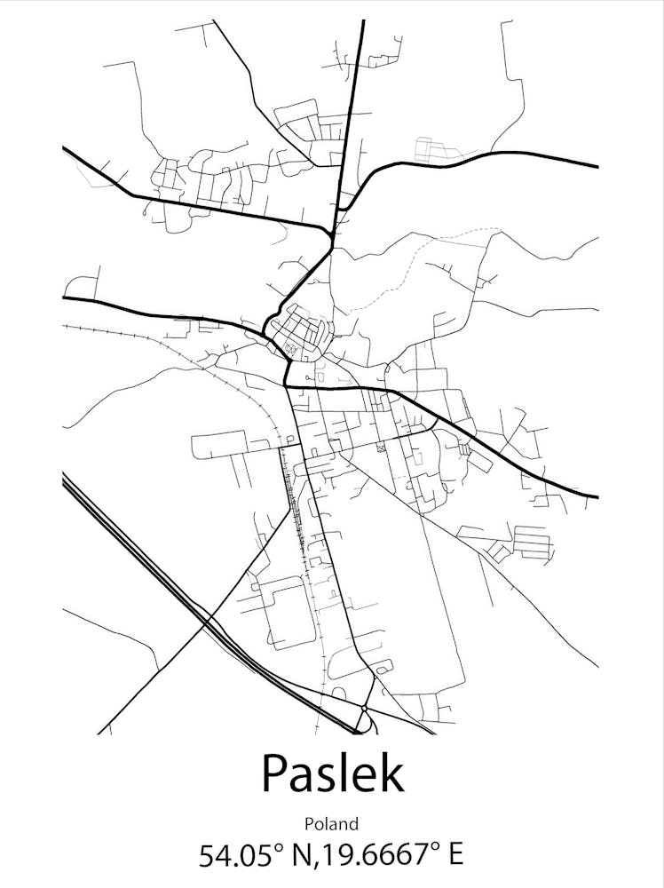 Paslek,Poland Minimalist Map