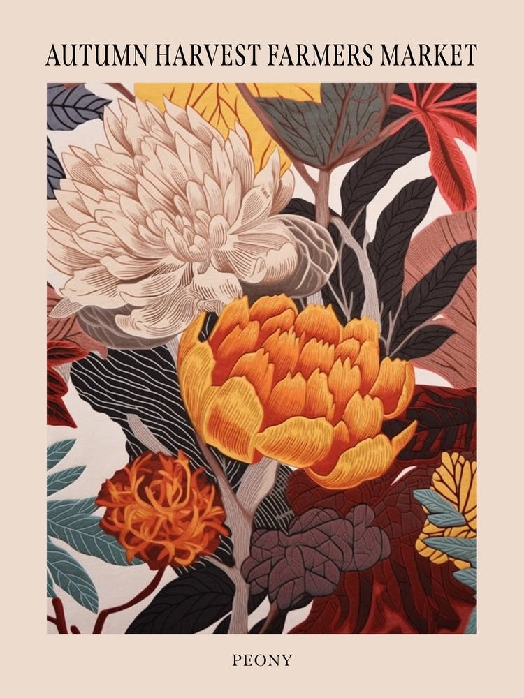 Fall Botanicals Peony 4 Poster