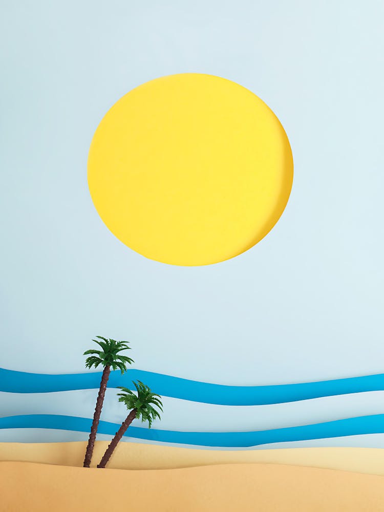 Abstract Beach Scene With Palm Trees