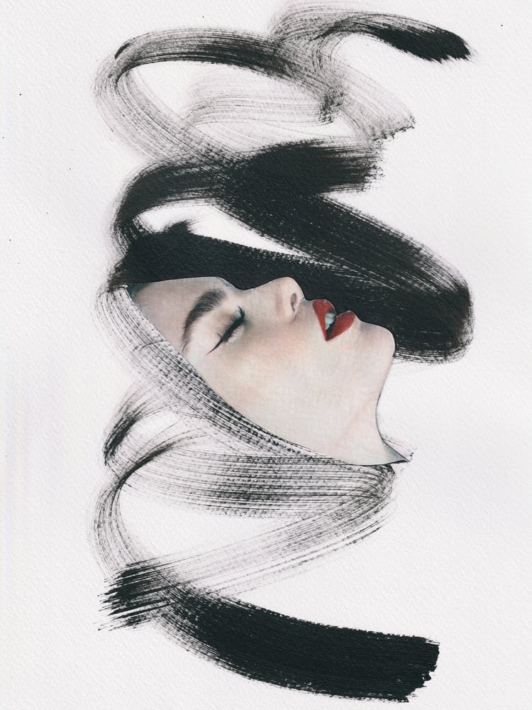 Face Of A Woman Balck and White Collage