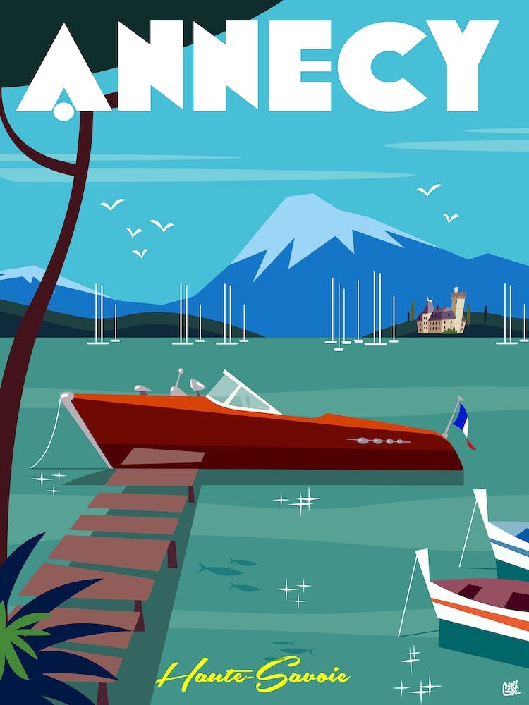 Lac D Annecy Poster Blue