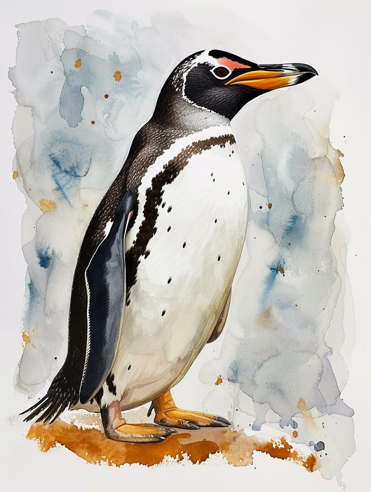 Humboldt Penguin Bleaker Island Watercolour Painting 1
