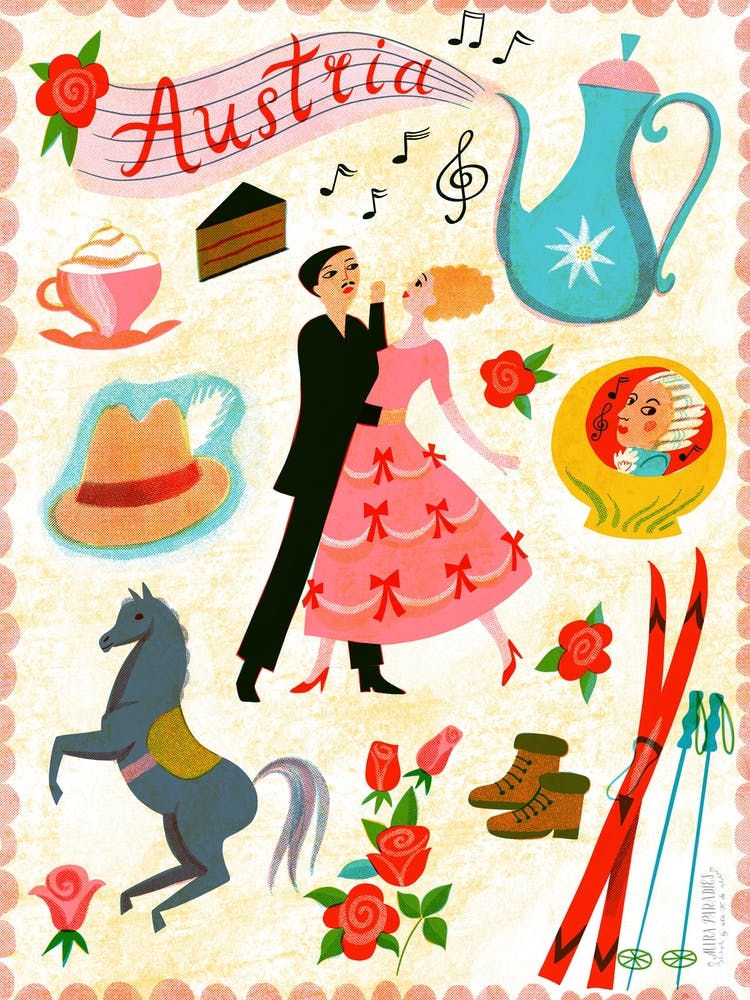Screenprint Vintage Travel Austria