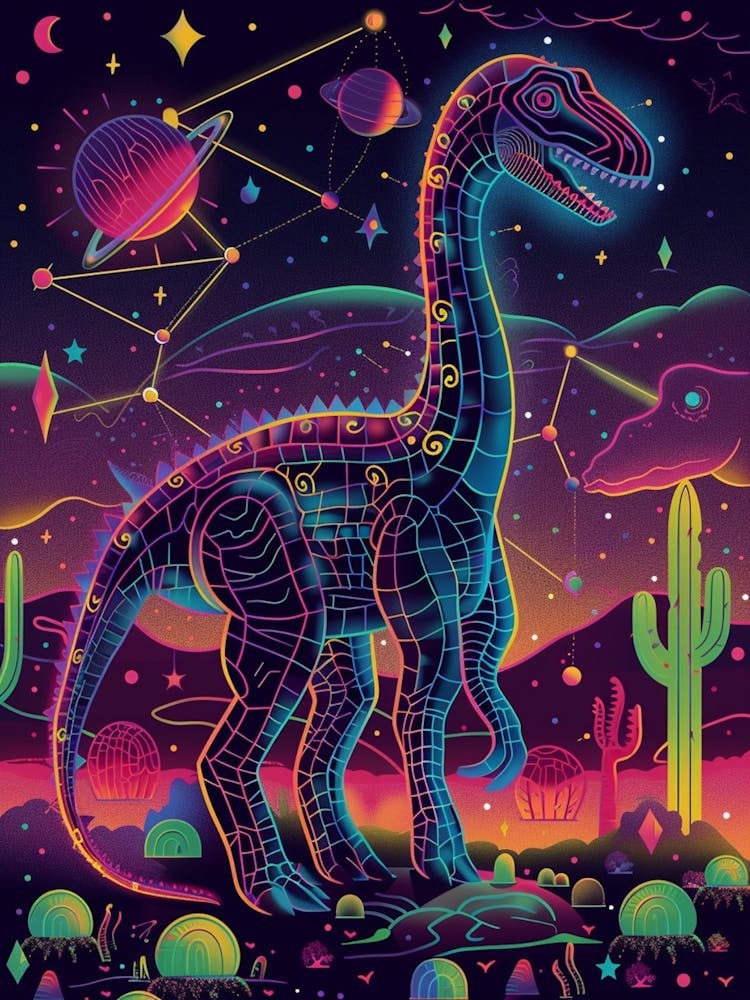 Cyber Celestial Neon Dinosaur 4