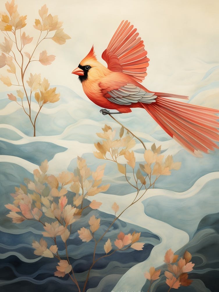 Northern Cardinal 1 Gold Detail Painting
