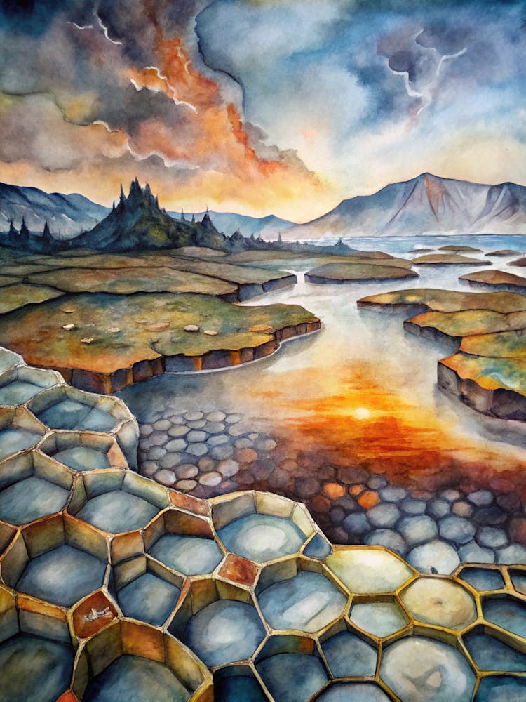 A Poster Of Honeycomb Shaped Lava Fields In Icelan