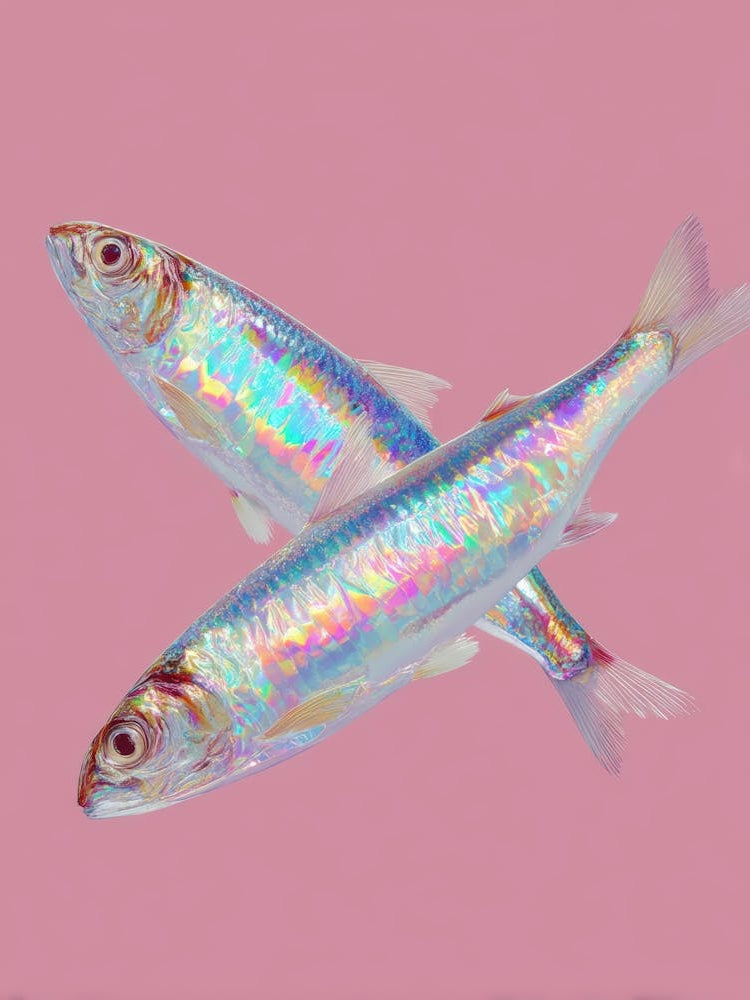 Two Fish On A Pink Background 1