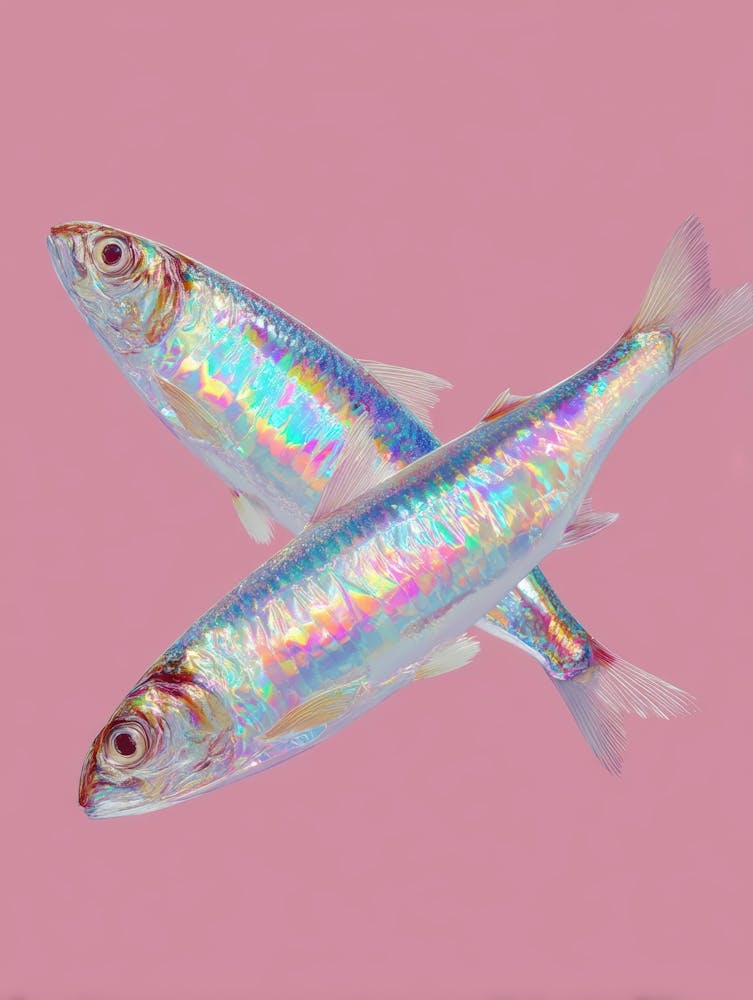 Two Fish On A Pink Background 1