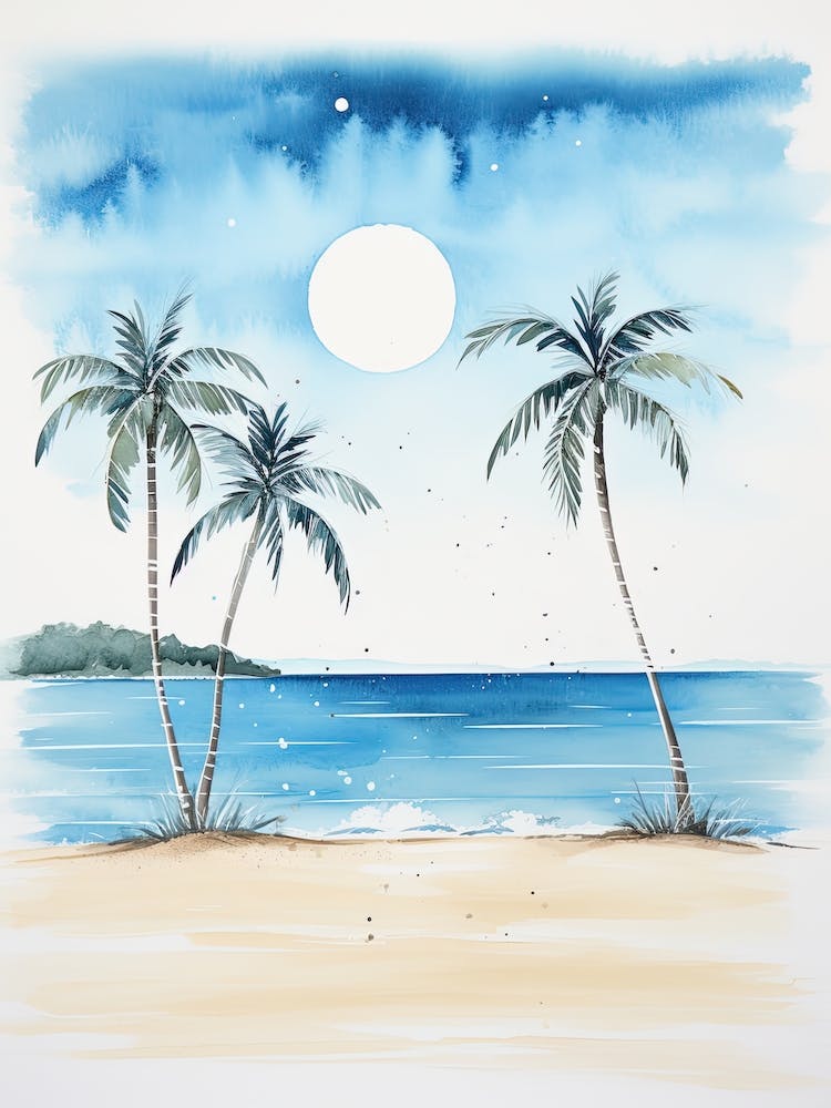 Watercolour Of Whitehaven Beach   Queensland Australia 1