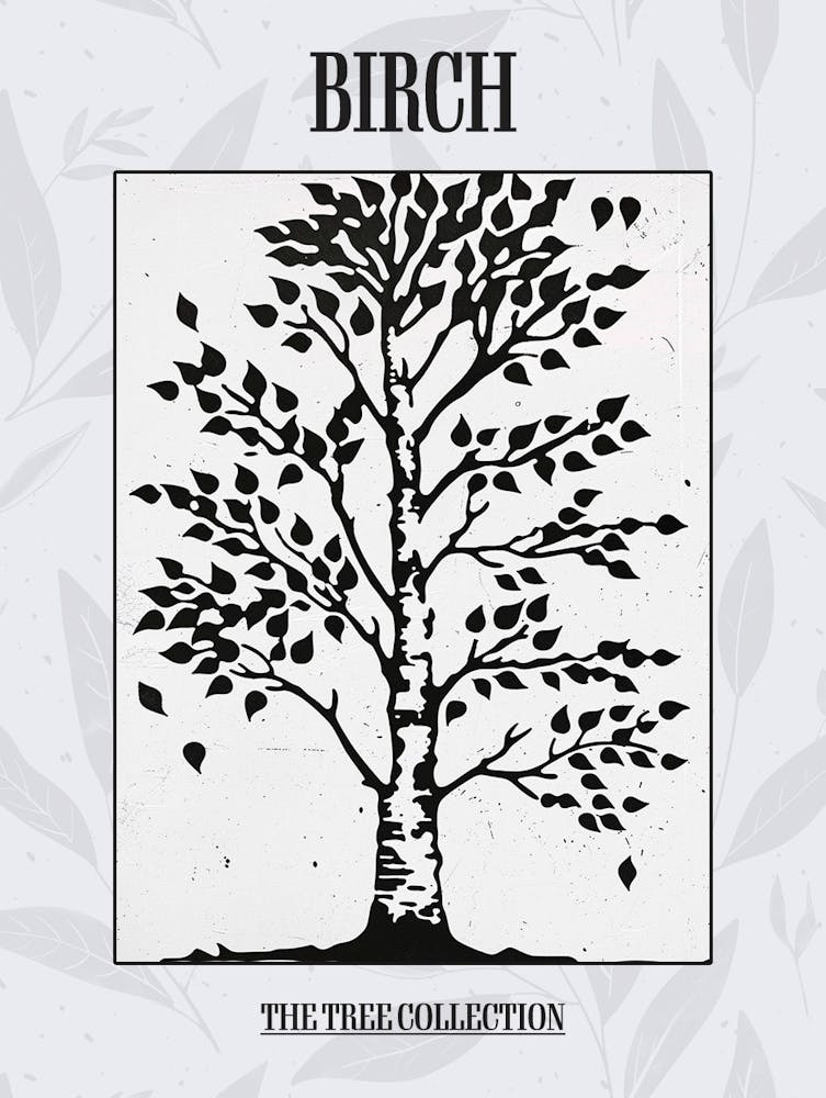 Birch Tree Simple Geometric Nature Stencil 11 Poster