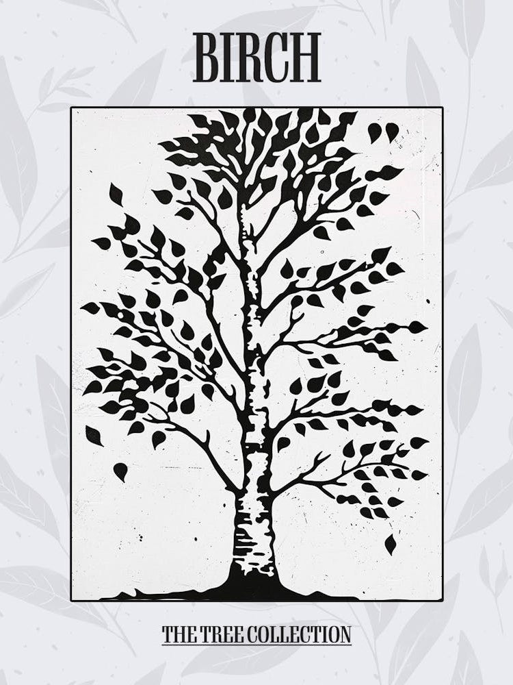 Birch Tree Simple Geometric Nature Stencil 11 Poster