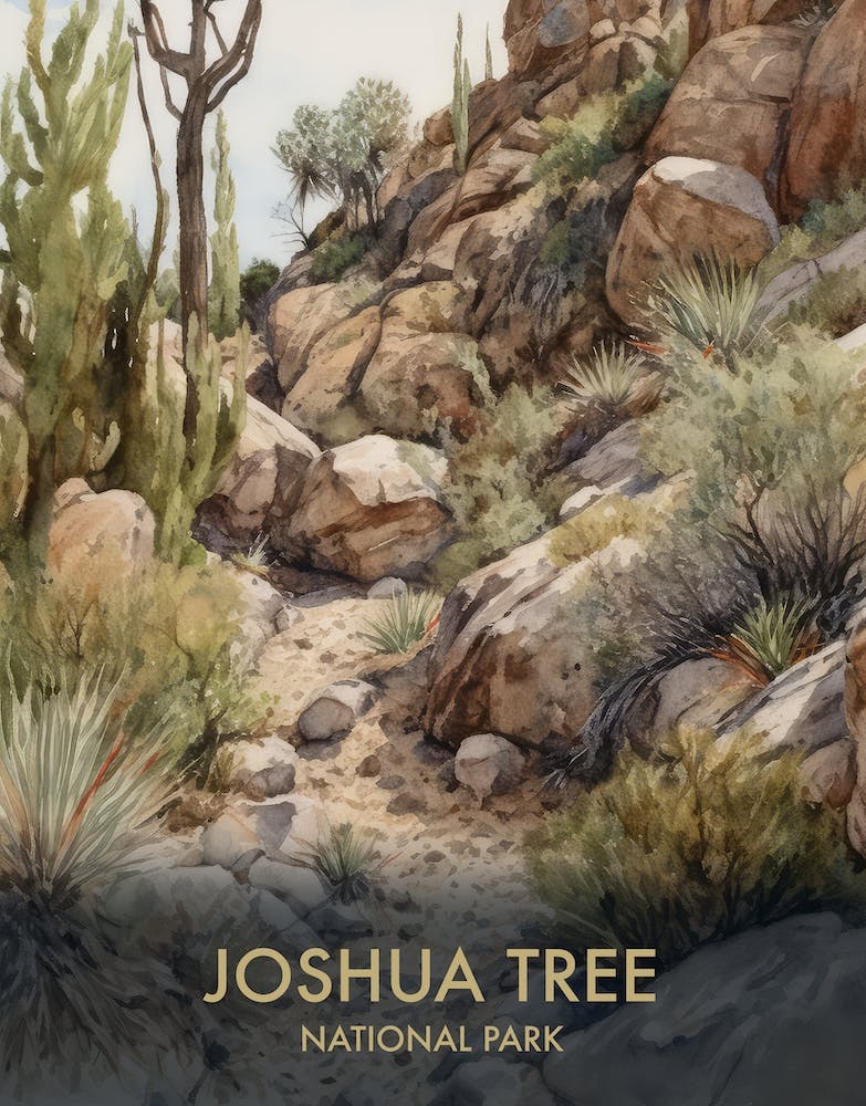 Joshua Tree National Park Watercolour Vintage Travel Poster 4