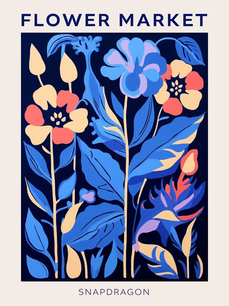 Blauer Blumenmarkt-Poster Löwenmäulchen 1