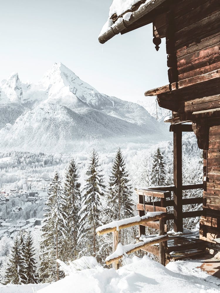 Winter Cabin In The Alps