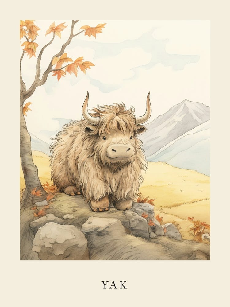 Beatrix Potter Inspired  Animal Watercolour Yak 1