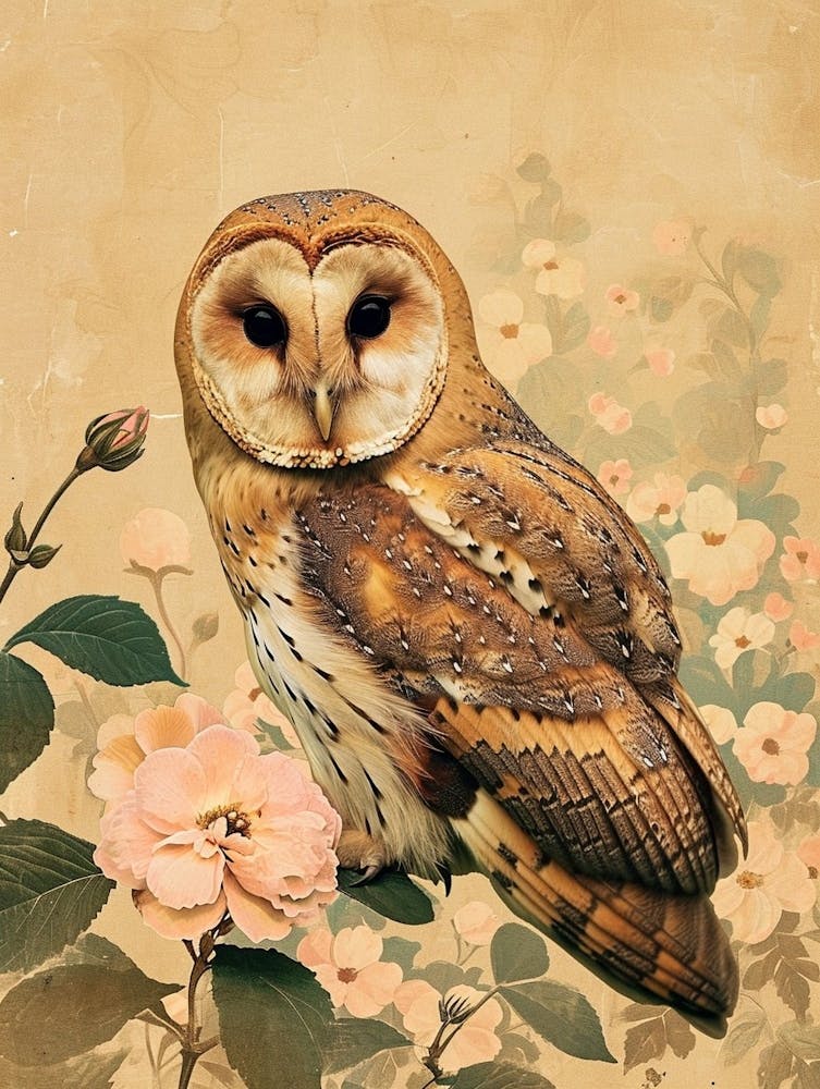 Tawny Owl Japanese Painting 1
