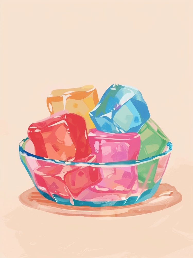 Rainbow Jelly Cubes Minimal Illustration