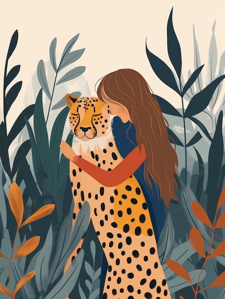 Girl Hugging Cheetah
