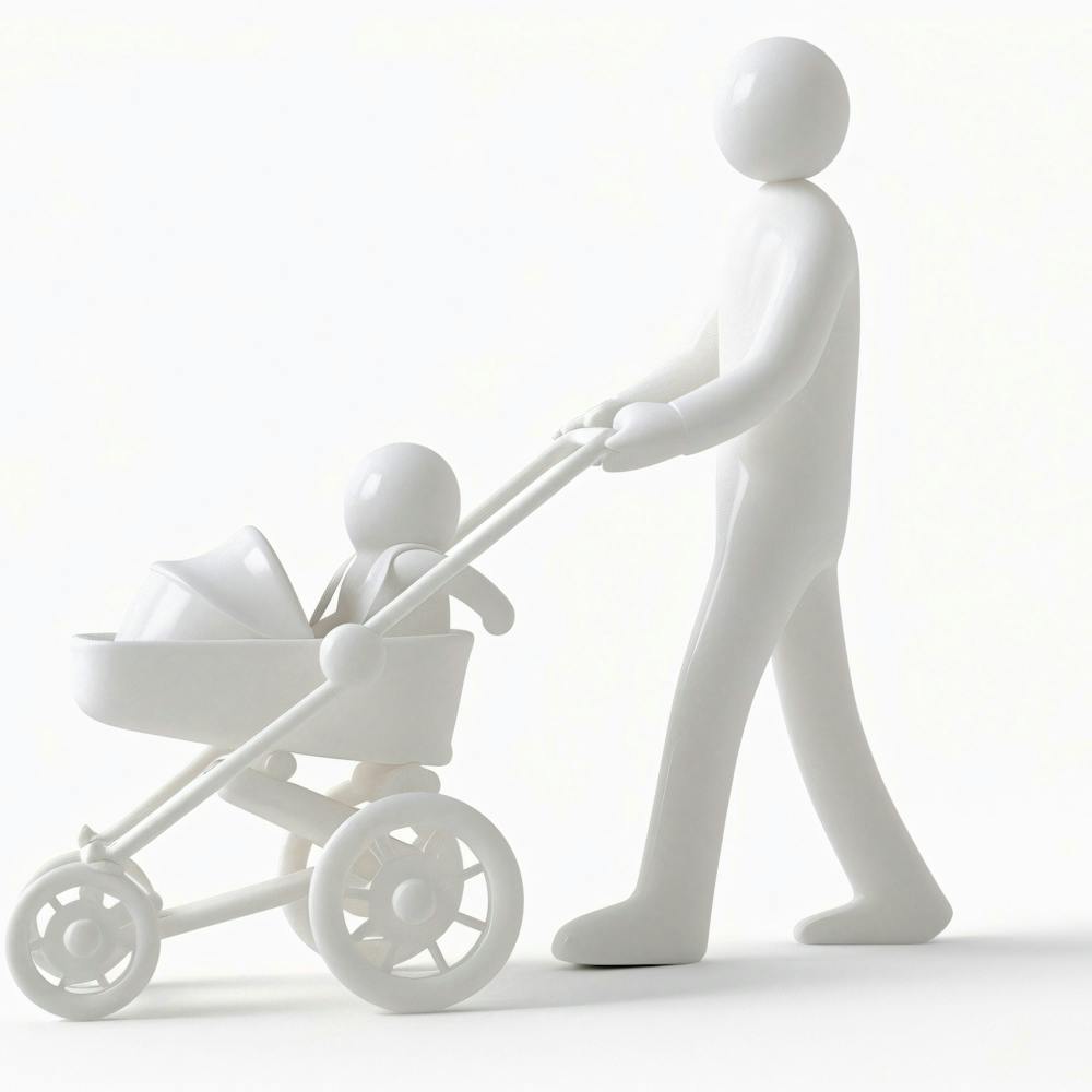 Man Pushing A Baby Carriage