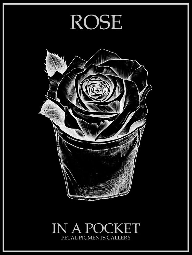 Rose In A Pocket Line Drawing 3 Poster Inverted