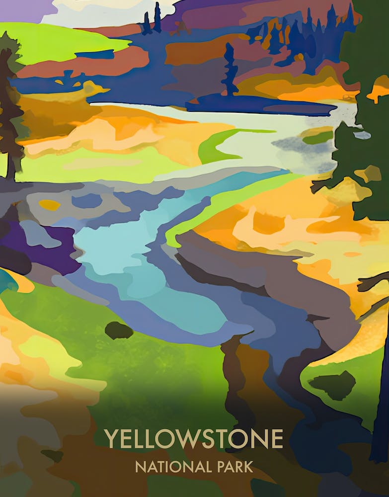 Yellowstone National Park Reiseposter Matisse-Stil 1