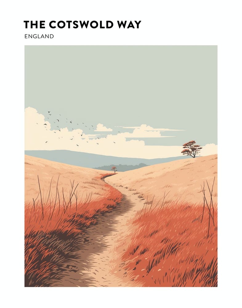 The Cotswold Way England 1 Hiking Trail Landscape Poster