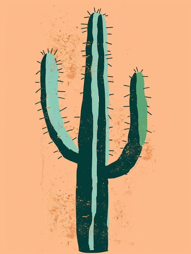 Ferocactus Cactus Minimalist Abstract Illustration 2