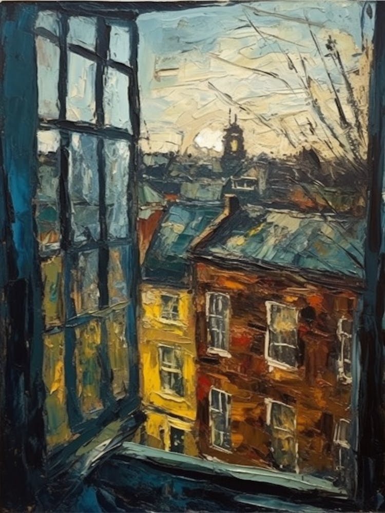 Vue de Fenêtre sur Londres dans le Style de l'Expressionnisme 1