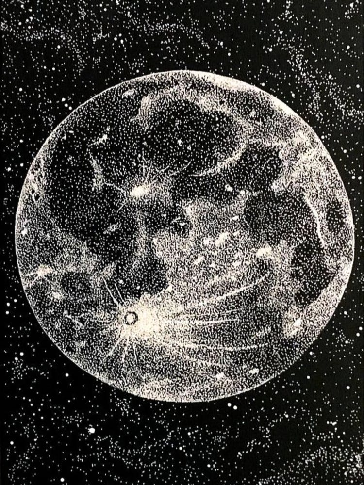 La Luna - Vintage Engraving of The Full Moon - Goddess Pagan Witchcraft Space Poster Wall Decor Witchy Cool Dark Aesthetic, Gothic Metal Beautiful