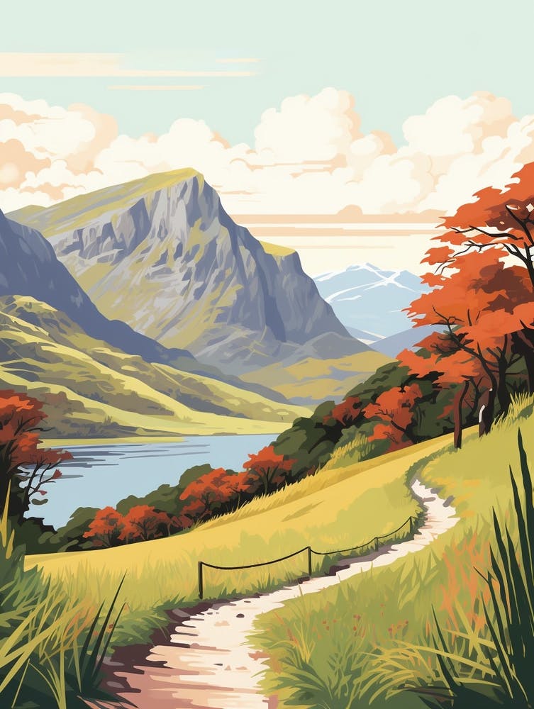 West Highland Way Ireland 3 Vintage Travel Illustration