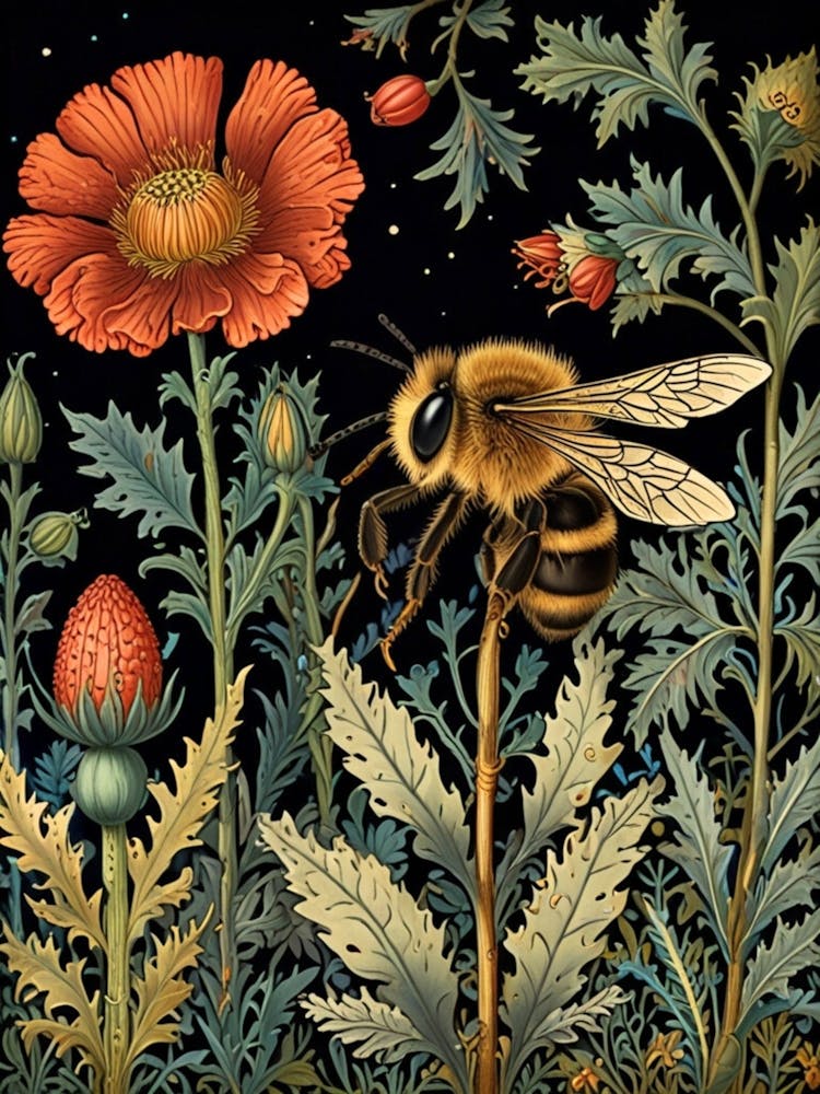 William Morris Bee And Flower