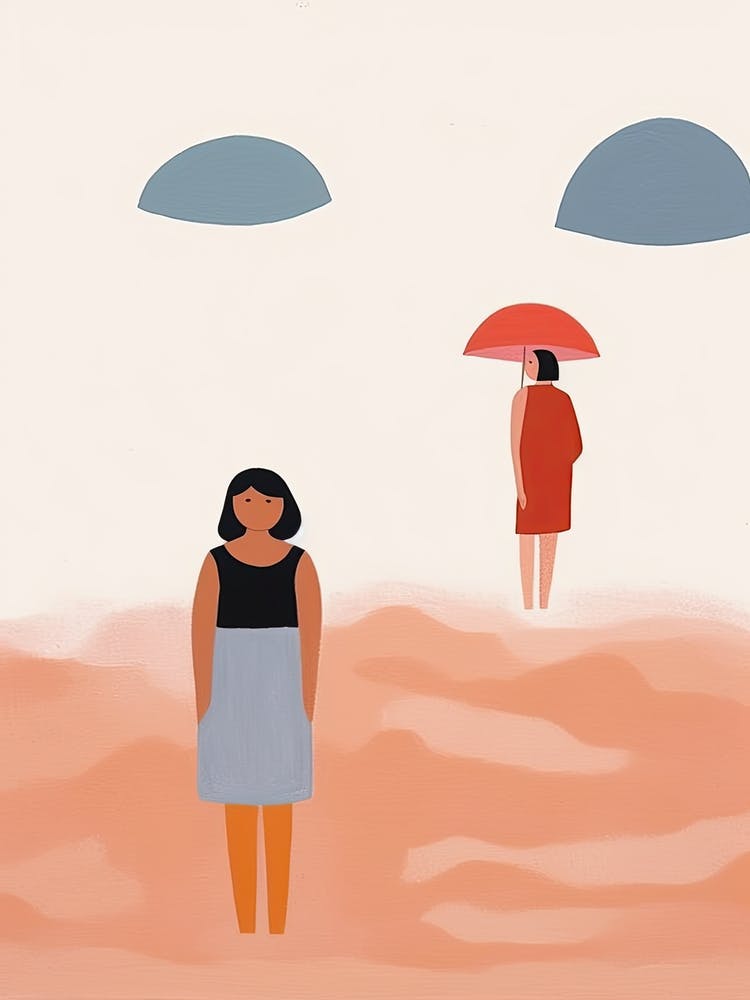 At The Beach Tiny People Illustration 1