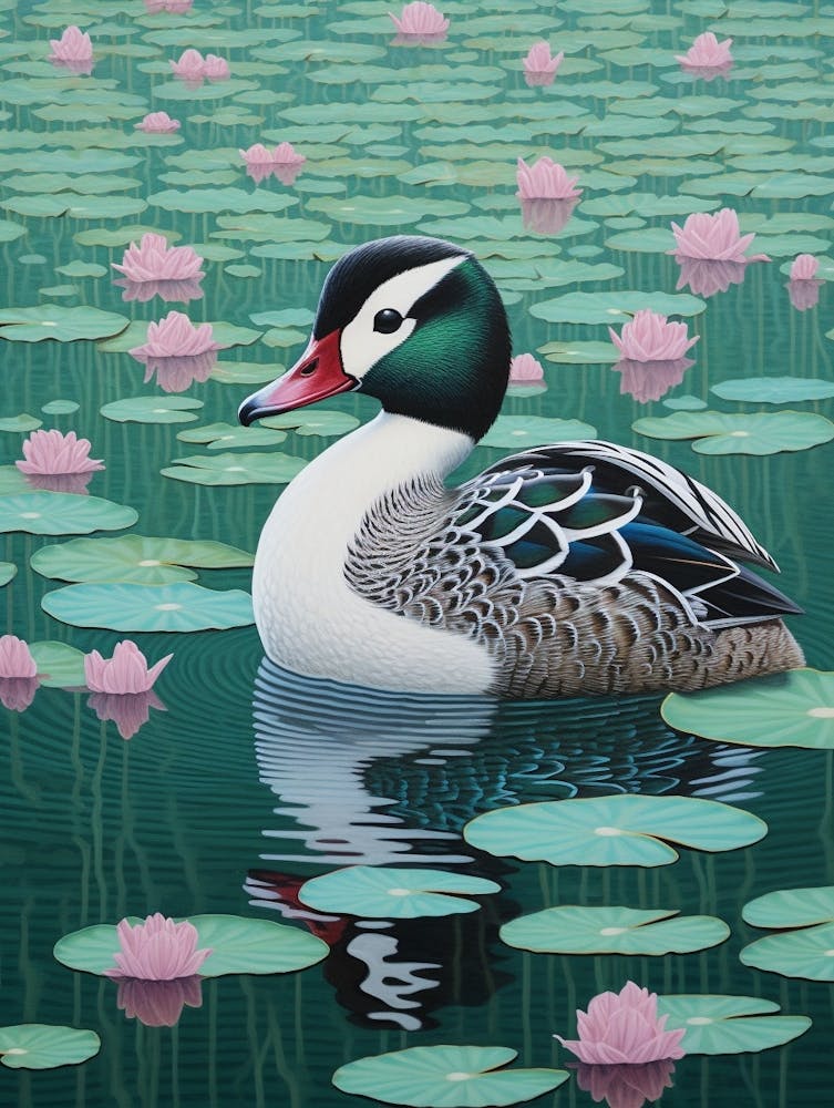 Ohara Koson Inspired Bird Painting Bufflehead 3