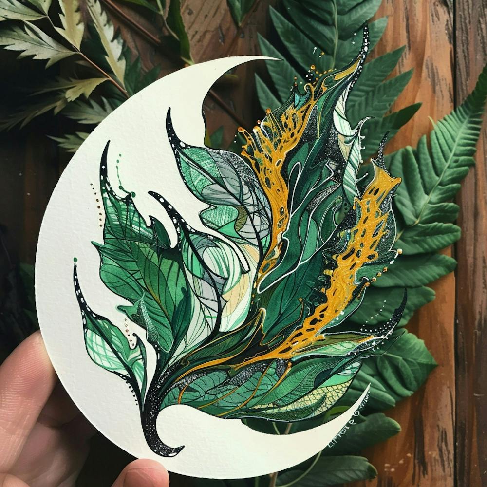 Moon And Leaves