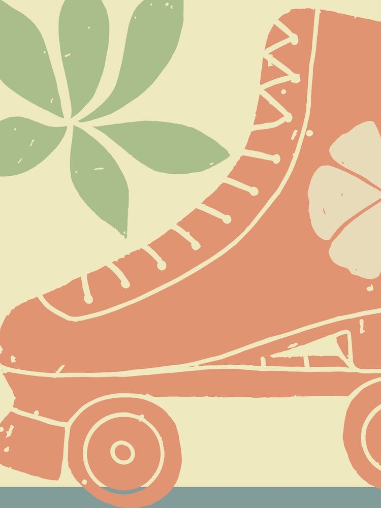 Retro Skate Print Colourful Wall Art Roller Skates
