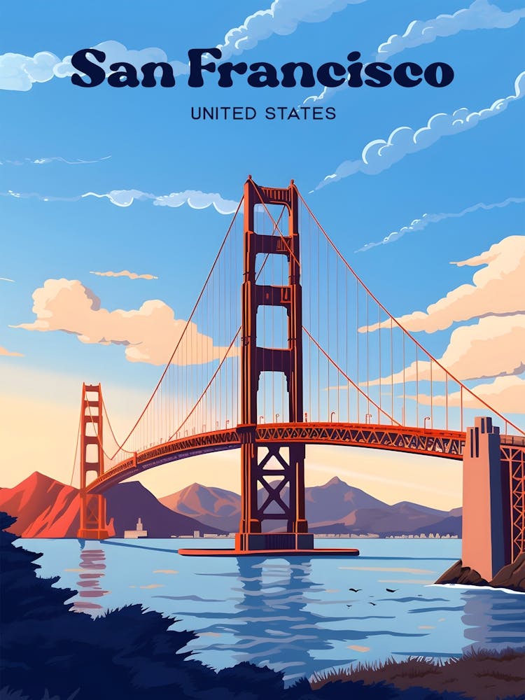 San Francisco USA Golden Gate Modern Travel Art