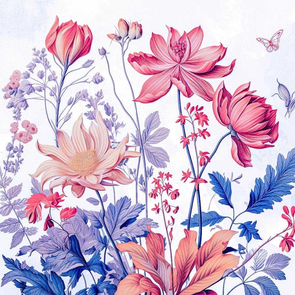 Watercolor Flowers In A Vase