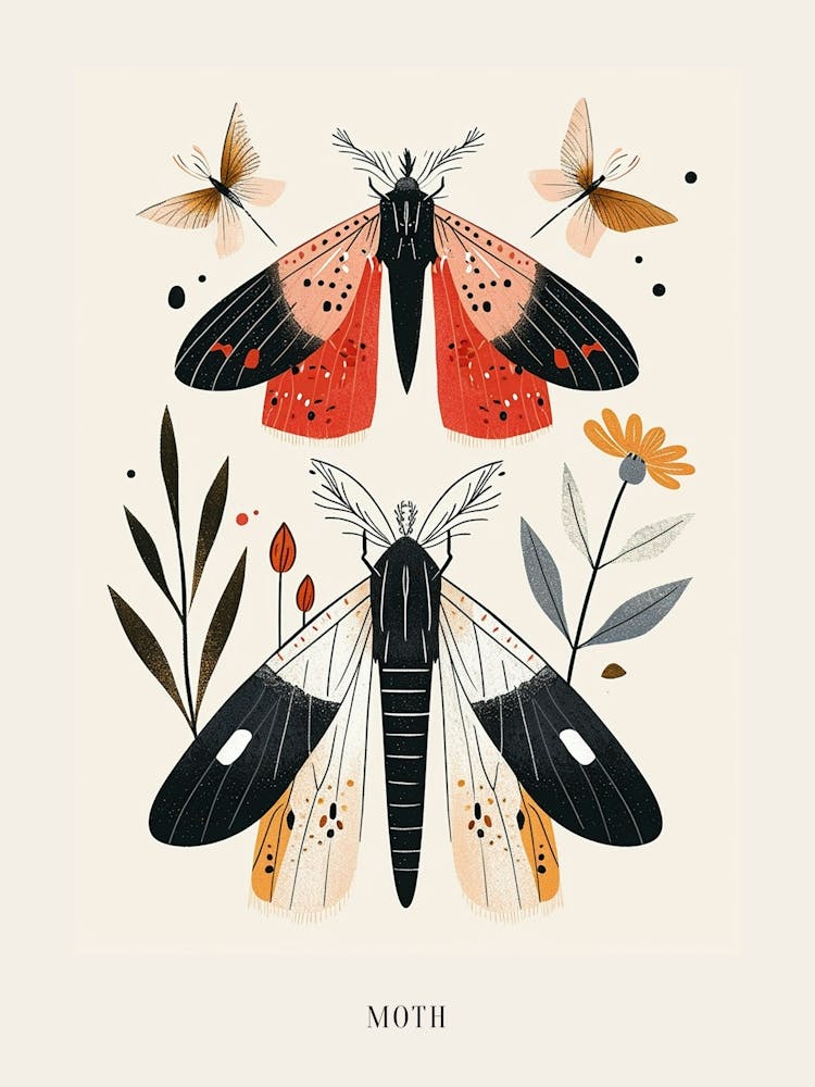 Colourful Insect Illustration Moth 33 Poster