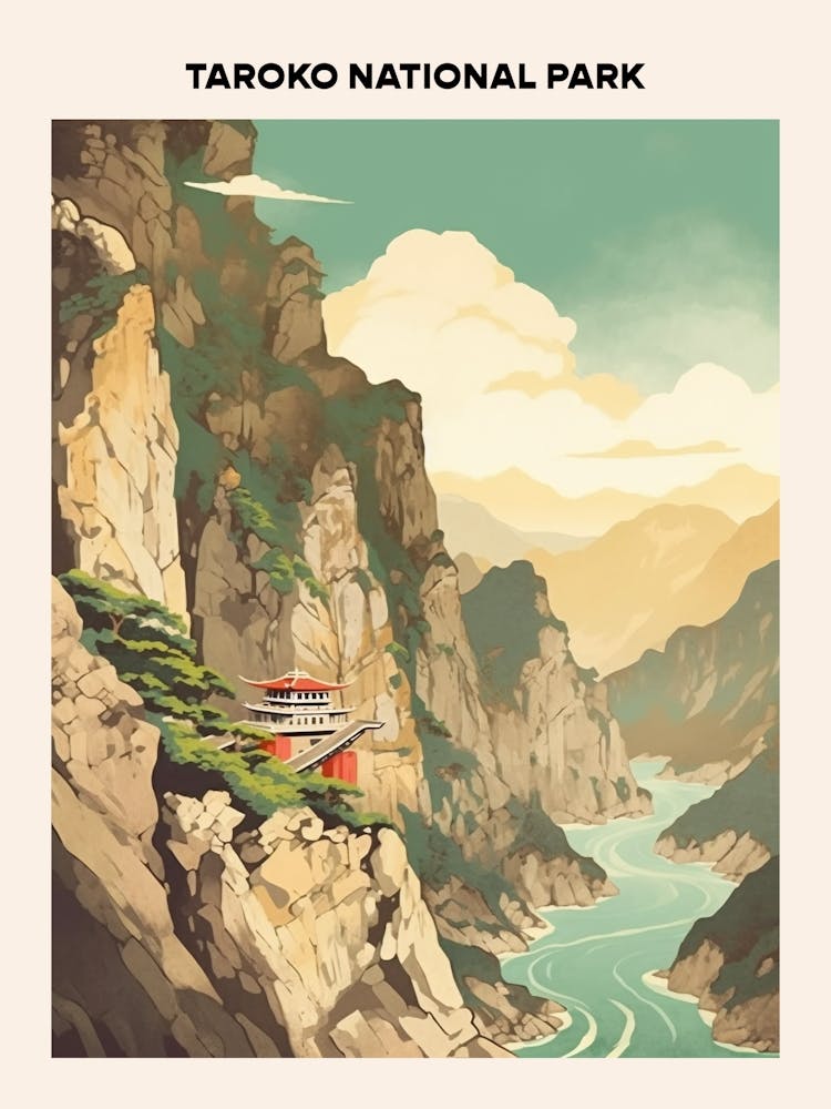 Taroko National Park Midcentury Travel Poster