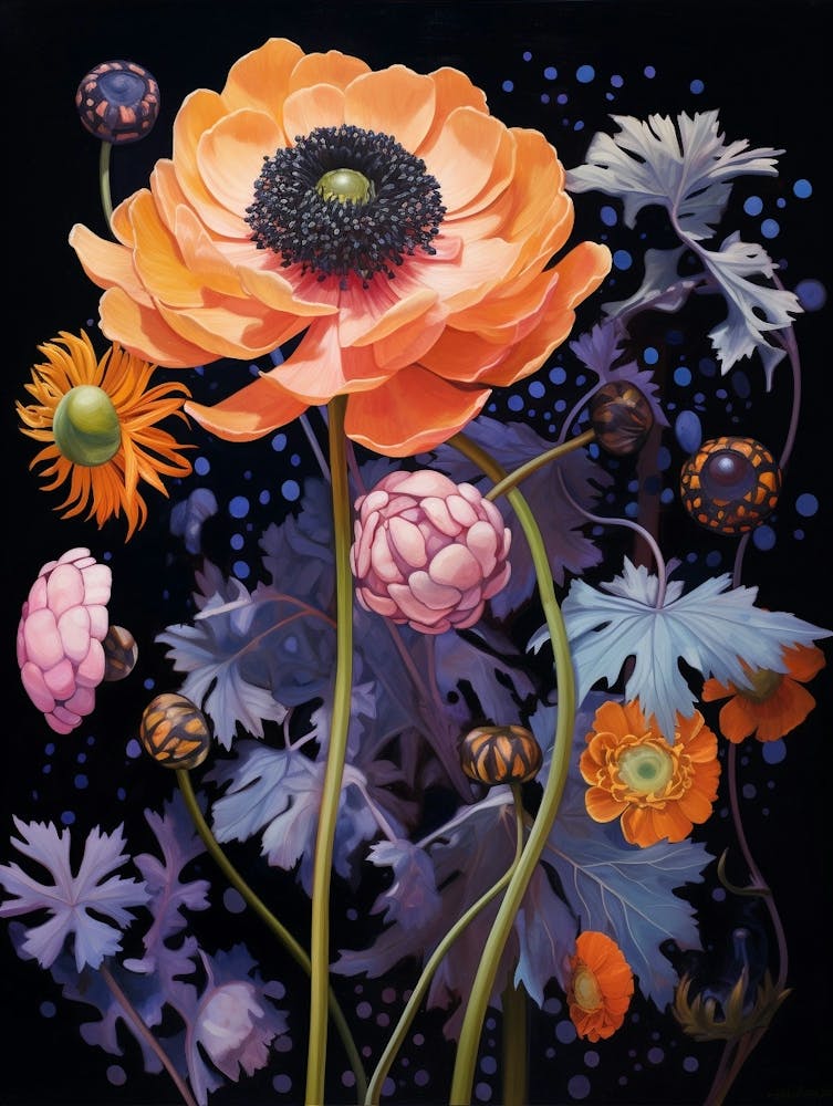 Surreal Florals Scabiosa 2 Blumenmalerei