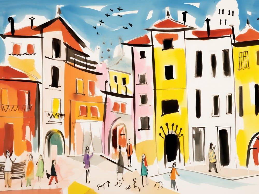 Trento Italy Cute Watercolour Illustration 3