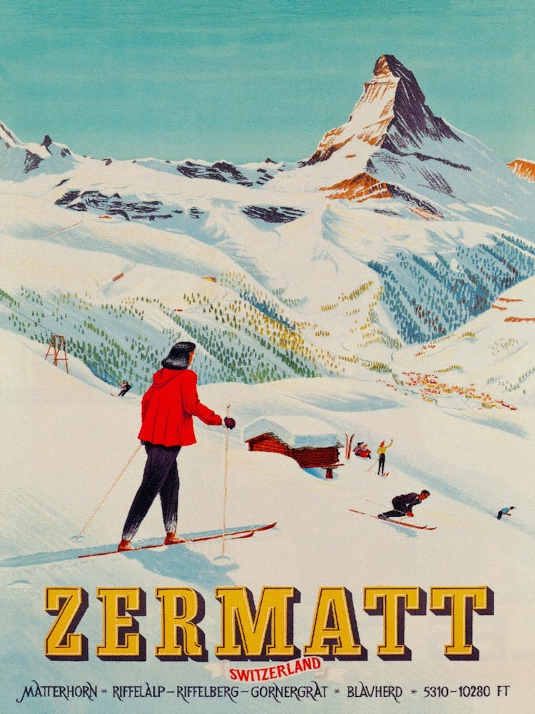 Zermatt Vintage Ski Poster