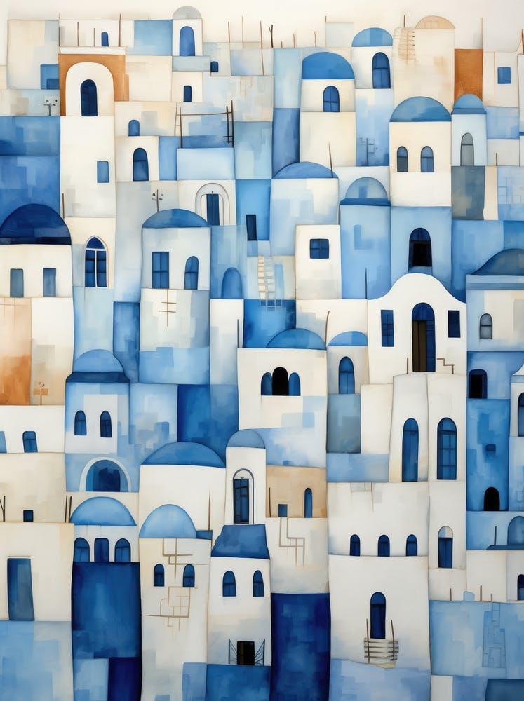 Blue Houses In Greece