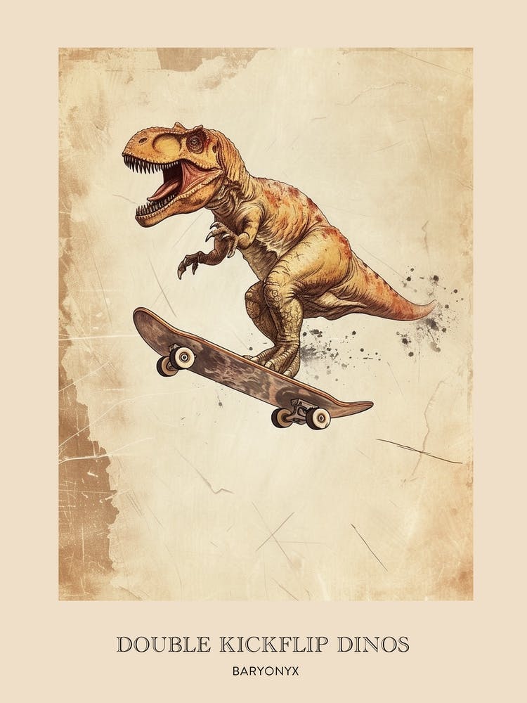 Baryonyx Vintage Dinosaur Poster 1