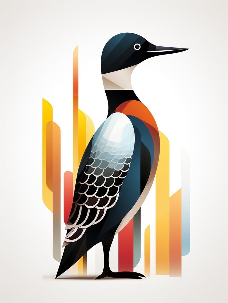 Colourful Geometric Bird Common Loon 2