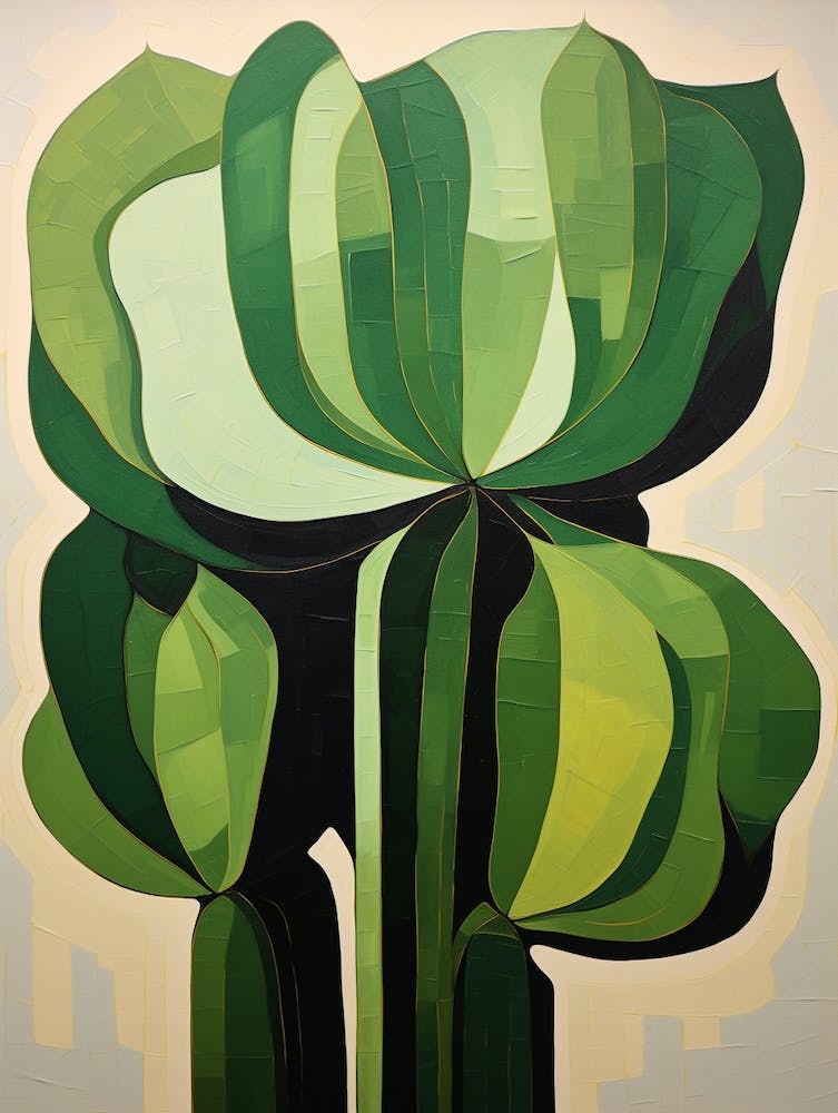 Modern Abstract Cactus Painting Acanthocalycium Cactus 1