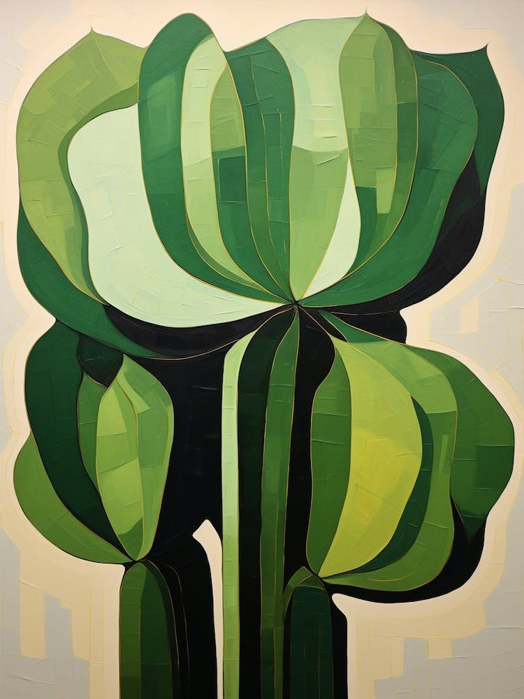 Modern Abstract Cactus Painting Acanthocalycium Cactus 1