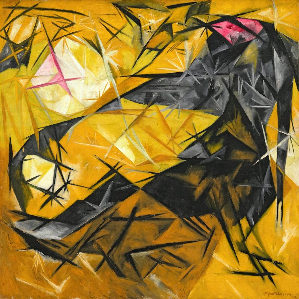 5651 Cats Rayist Percep In Rose Black And Yellow Goncharova
